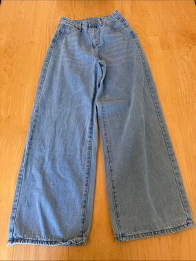 SHEIN Light Blue Wide-Leg High-Rise Jeans